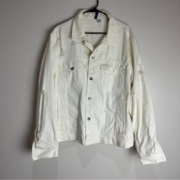 H&M Divided Denim Jacket Distressed Size XL - Picture 1 of 9